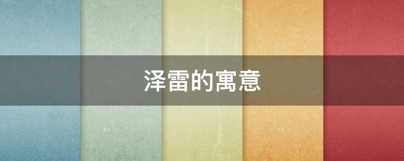泽雷的寓意 泽寓意是什么