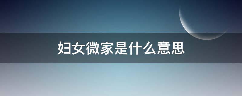 妇女微家是什么意思 妇女微家5大功能