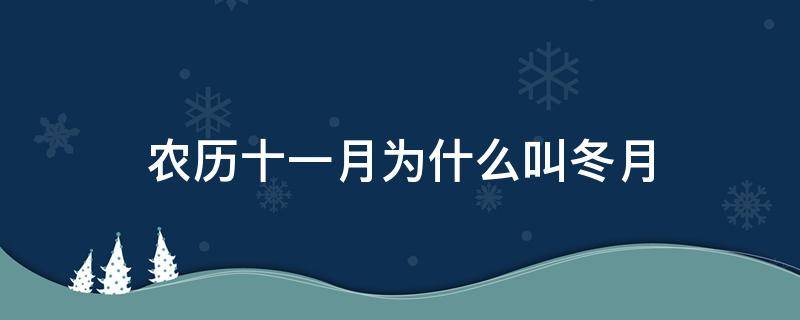 农历十一月为什么叫冬月（农历十一月为什么称为冬月）