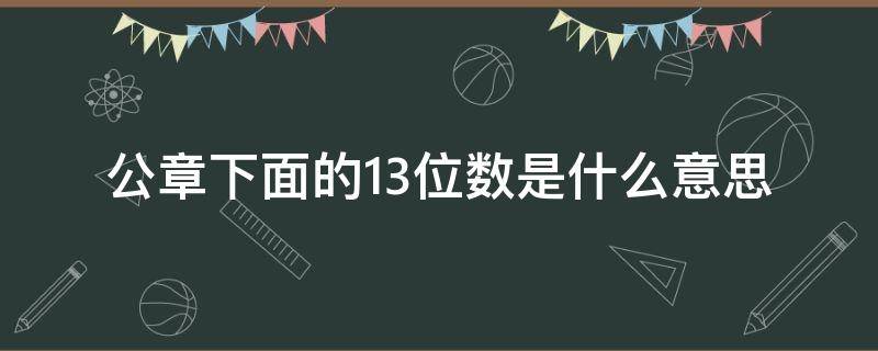 公章下面的13位数是什么意思?（公章下面的13位数是什么意思呀）