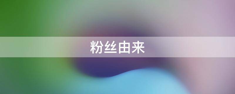 粉丝由来（粉丝的产生）